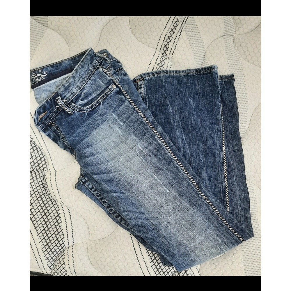 Y2K Express Blue Jeans Bootcut Low Rise Stretch Denim Womens Size 10 R